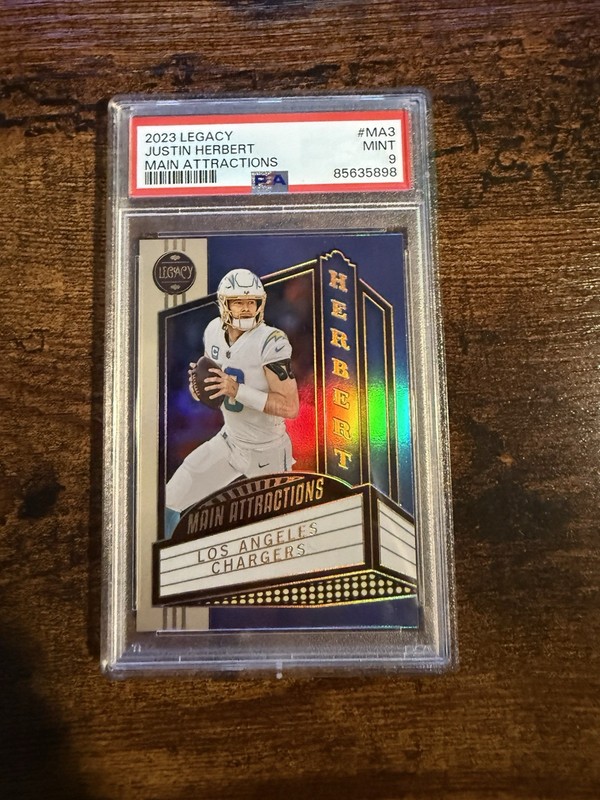 2023 Panini Legacy Justin Herbert Main Attractions PSA 9