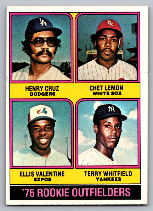 1976 TOPPS #590 CHET LEMON WHITE SOX & ELLIS VALENTINE EXPOS ROOKIES