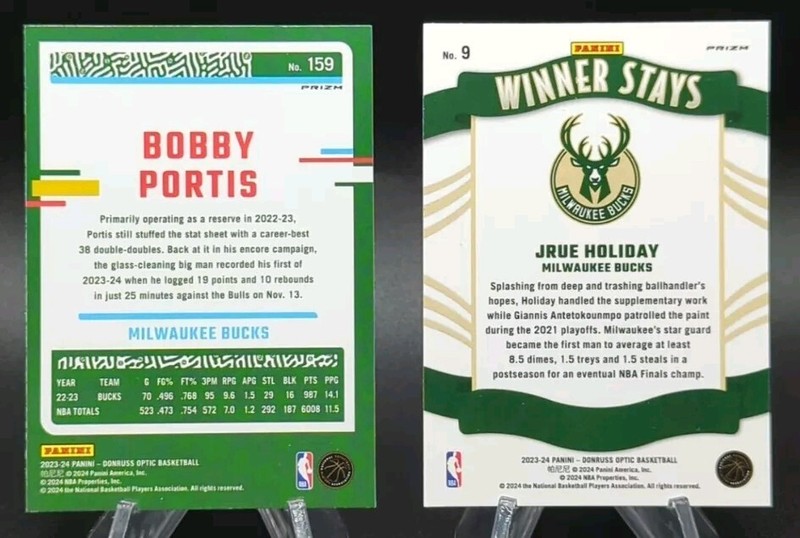 Giannis, Portis & Holiday 2023-24 Donruss Optic Purple Shock Parallel & Inserts gallery