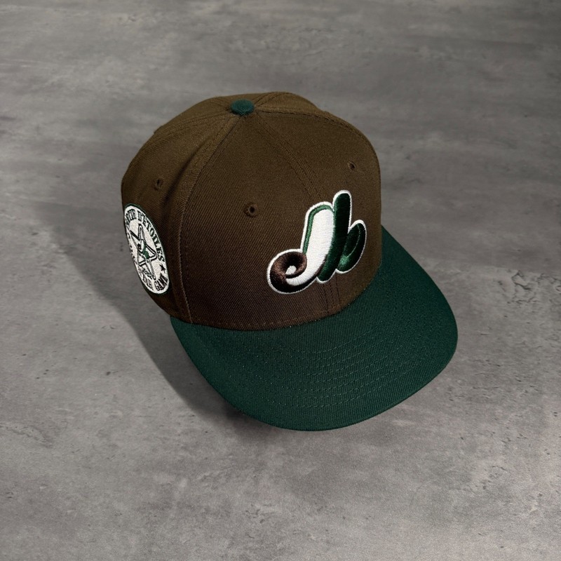 Hat Club Montreal Expos New Era Cap 7 1/4 Chocolate Brown Hunter Green Pink UV