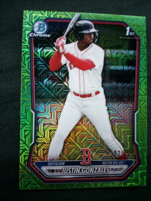 2025 Bowman Chrome Green 1st Justin Gonzales BCP-141 Serial /399 Red Sox