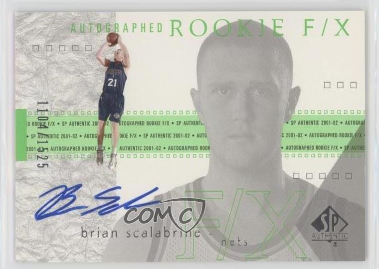 2001-02 SP Authentic F/X 1104/1525 Brian Scalabrine #124 Rookie Auto RC 0s5s