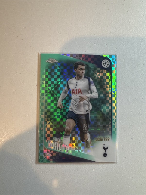 BRENNAN JOHNSON 2025-26 TOPPS CHROME UCL AQUA X-FRACTOR #18 SPURS /199 #5669