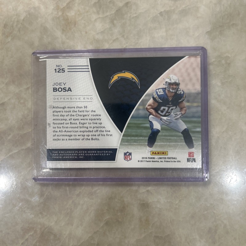 2016 Panini Limited /299 Rookie Patch Autographs #125 Joey Bosa RC SP 4c RPA BUF gallery