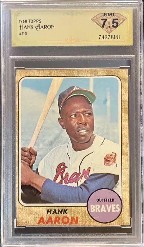 Hank Aaron 7.5 DSG 💎 Near Mint 1968 Topps #110 Braves Hall of Fame