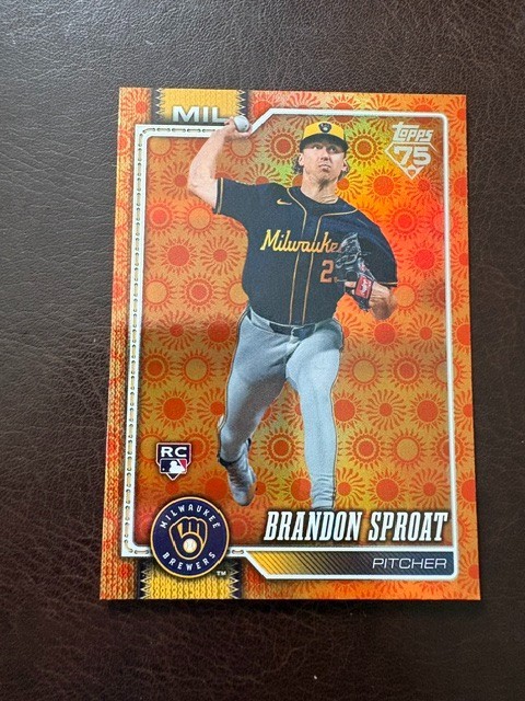 Brandon Sproat Brewers RC 2026 Topps Series 2 Orange Holiday Sun #534