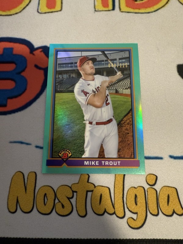 2021 Bowman Chrome Mike Trout ’91 Design Aqua Refractor /125 #91B-MT Angels