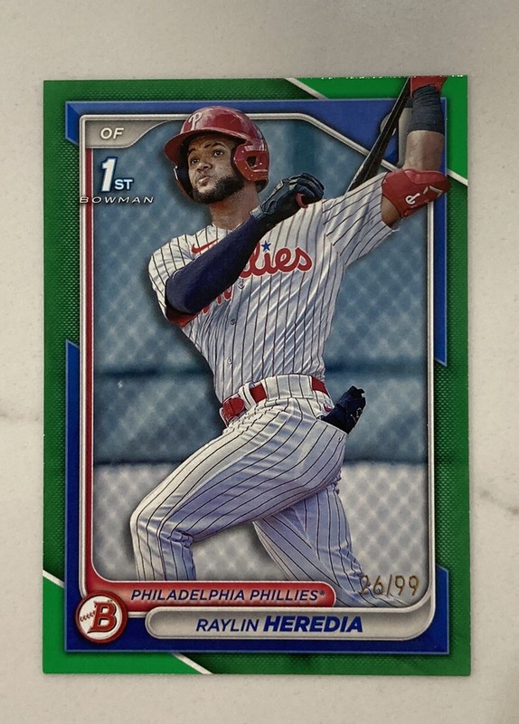 2024 Bowman Raylin Heredia /99 Green Parallel 1st Bowman #BP-146 Phillies *READ