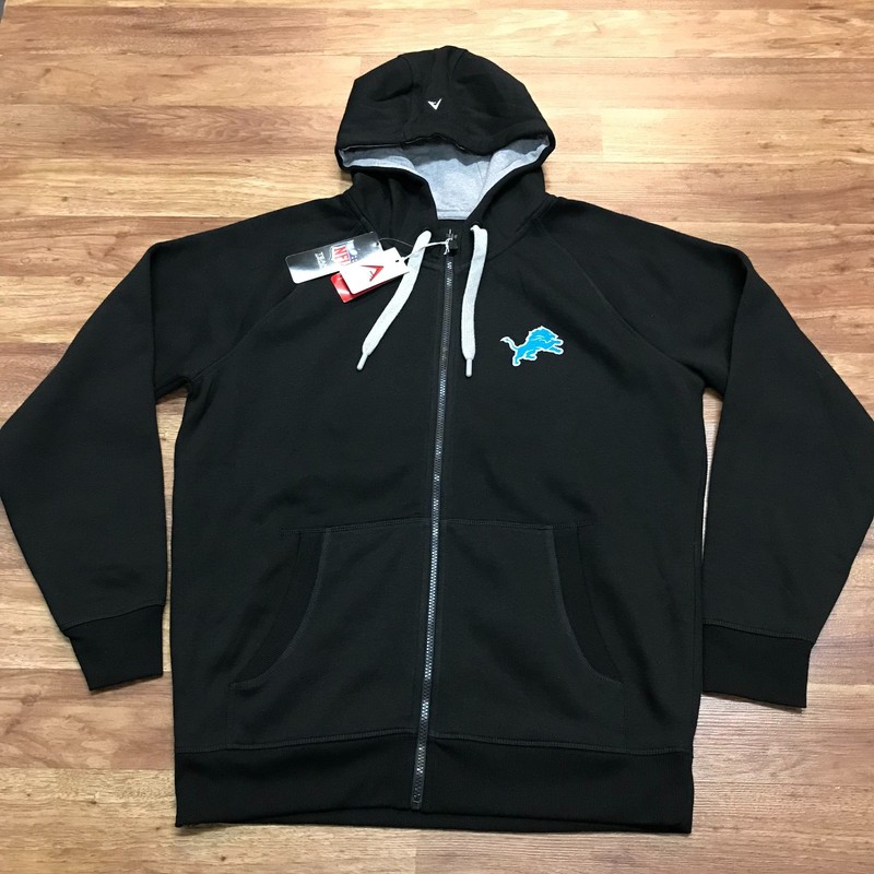 MENS L – NEW Antigua NFL Detroit Lions Football Full Zip Fleece Hoodie Jacket