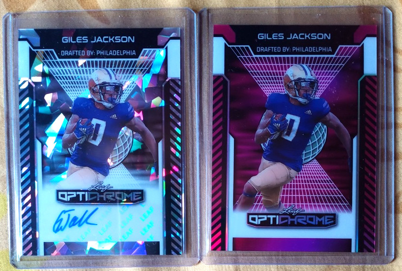 GILES JACKSON 2025 LEAF OPTICHROME SILVER CRYSTAL AUTO /10 AND PINK BASE 1/1