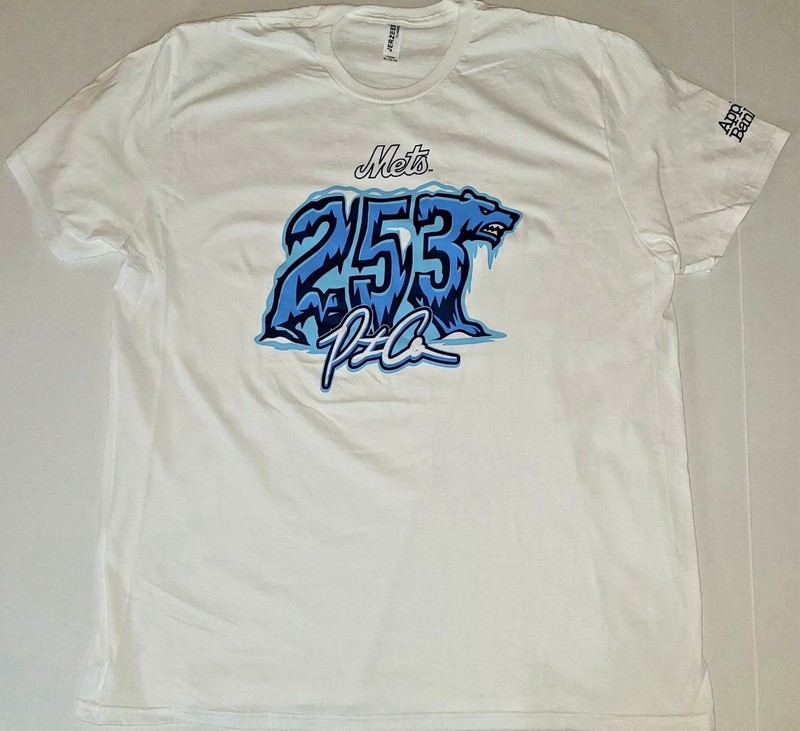 Pete Alonso New York Mets Polar Bear 253rd HR white tee Adult XL MLB Baseball