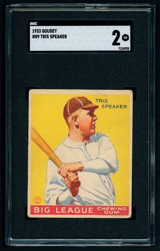1933 Goudey R319 Tris Speaker HOF #89 Newly Graded – SGC 2++ Looks Better