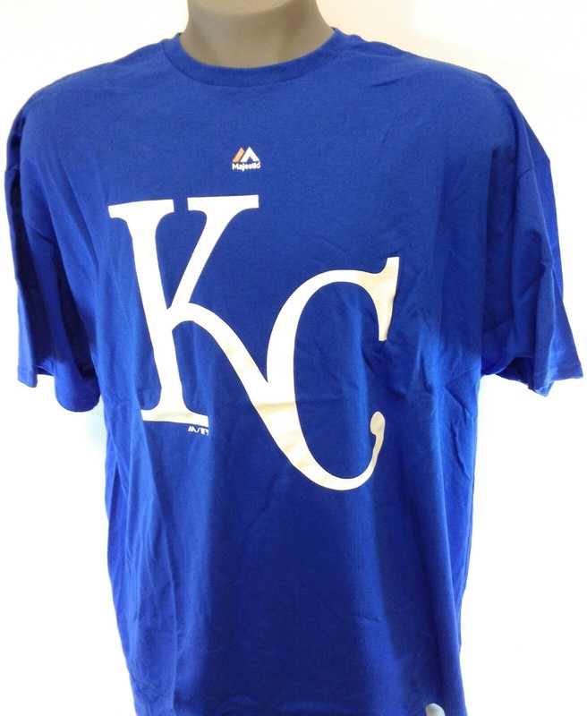Mens Majestic Kansas City KC Royals MLB Large Logo Baseball Tee T-Shirt
