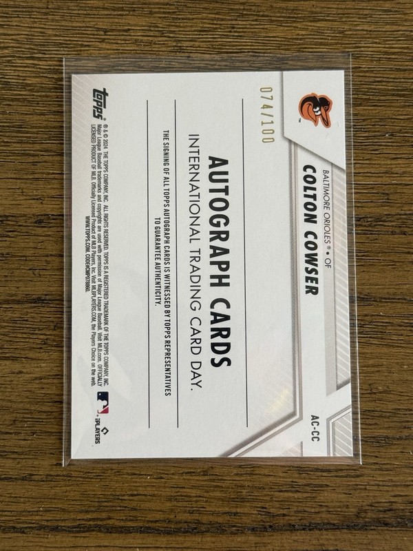 2024 Topps International Trading Card Day Colton Cowser RC Auto /100 Rare SP gallery