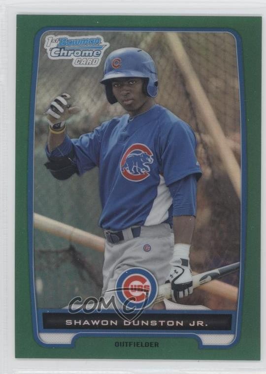 2012 Bowman Chrome Prospects Rack Pack Green Refractor Shawon Dunston Jr 1g5