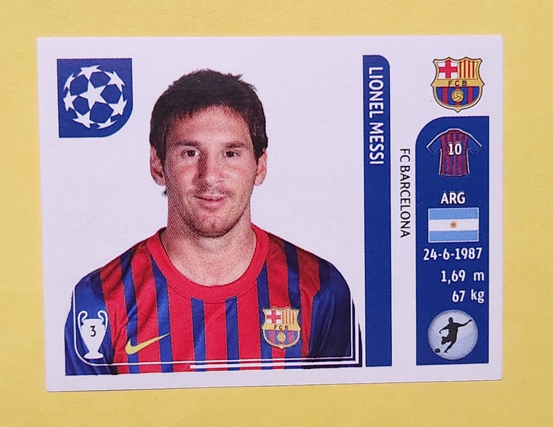 Lionel Messi 2011 Panini UEFA Champions League Sticker #496 FC Barcelona 🐐