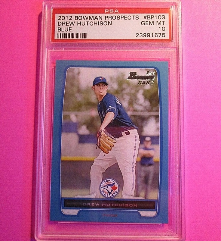 2012 BOWMAN Prospects BLUE #BP103 DREW HUTCHISON RC #d/500, PSA 10 Gem Mint