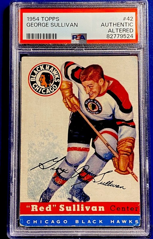 1954 TOPPS #42 GEORGE SULLIVAN PSA AUTHENTIC ALTERED *VERY SHARP*
