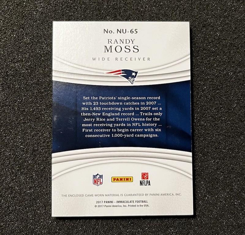 2017 Panini Immaculate Numbers Randy Moss Patch /81 SP RARE Patriots HOF gallery