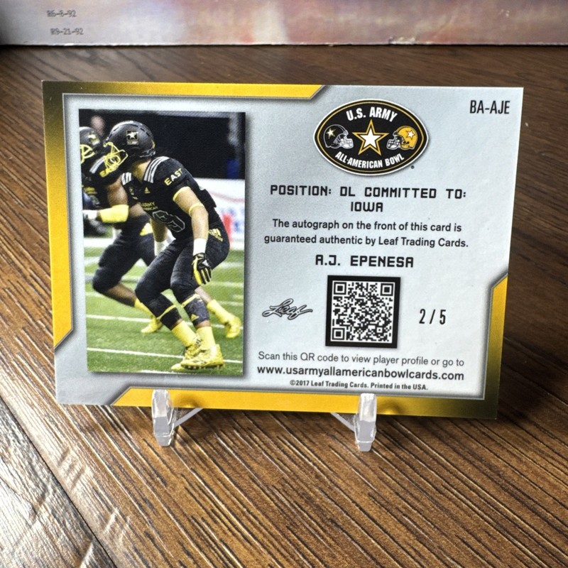 2017 Leaf Metal U.S. Army All-American Bowl - A.J. Epenesa Black Prismatic /5 gallery