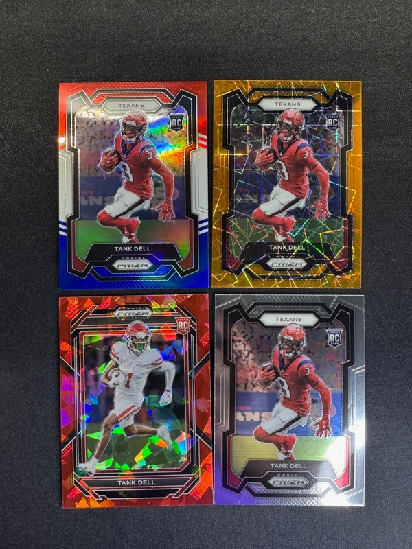 (4) Tank Dell RC Prizm Red White Blue Orange Lazer Red Cracked Ice Texans Rookie