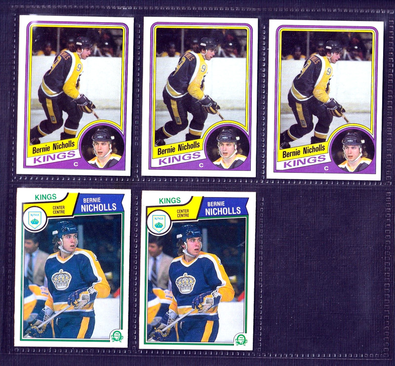 1983-84 Bernie Nicholls Lot of 5 2 OPC Rookies 3X 1984-85 Topps LA Kings EN