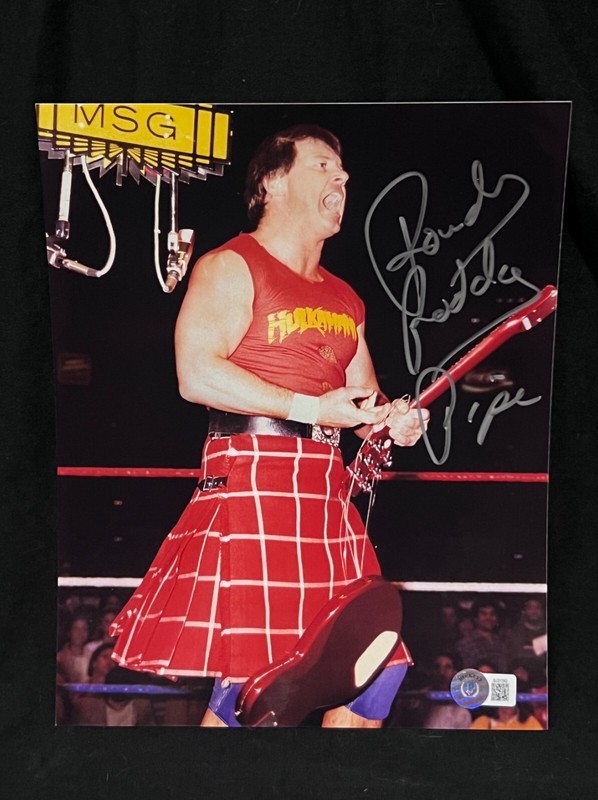 ROWDY RODDY PIPER KILT SIGNED AUTOGRAPH WWF WRESTLING 8×10 PHOTO BECKETT BAS COA