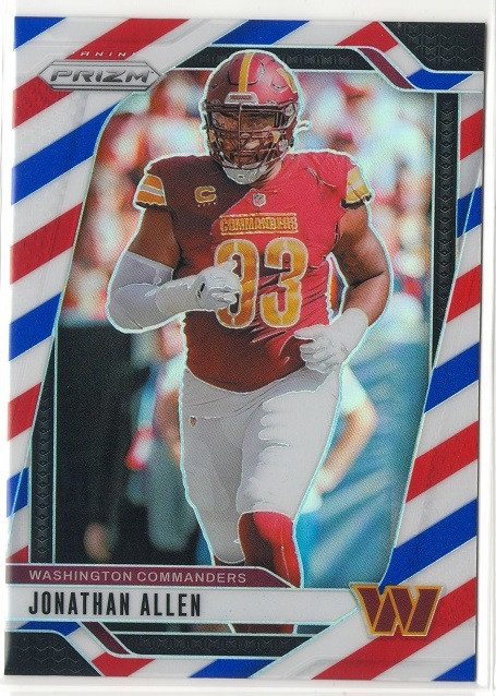 Jonathan Allen 2024 Panini Prizm #292 Washington Commanders Red White and Blue