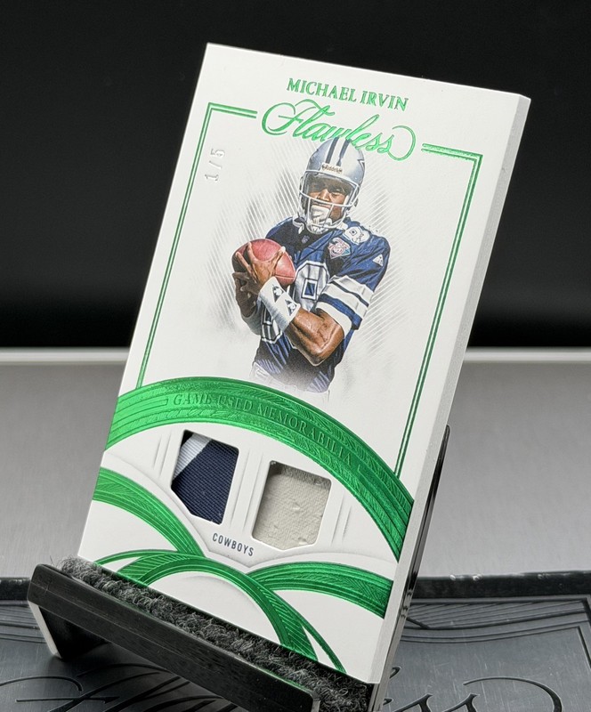 2025 Flawless Michael Irvin ⭐️Emerald Holo Game-Worn Patches MEM,SSP#/5, HOF⭐️ gallery