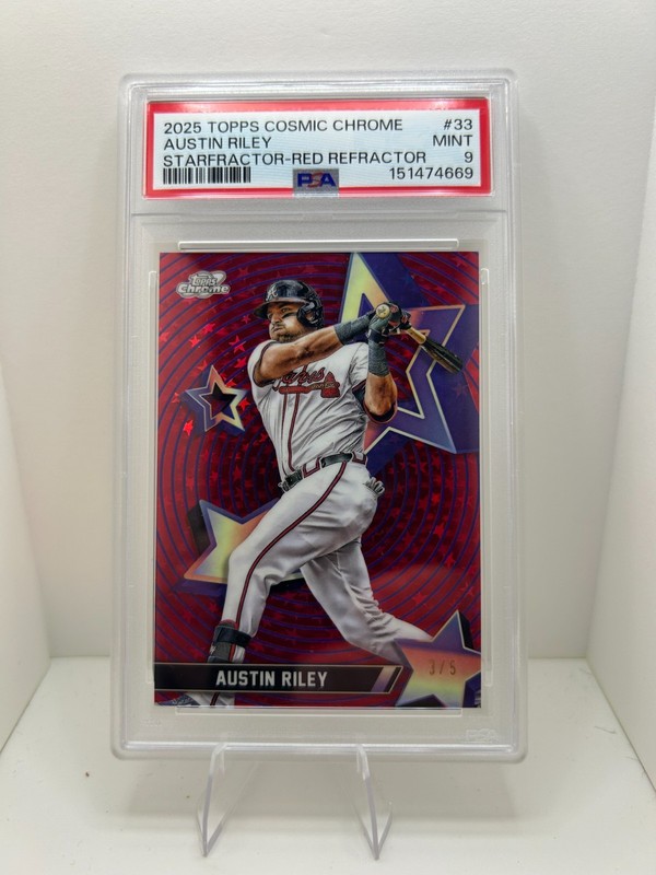 2025 Topps Cosmic Chrome Austin Riley Starfractor-Red Refractor