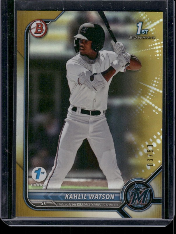 Kahlil Watson 2022 Bowman 1st Edition GOLD FOIL RC ROOKIE 3/50