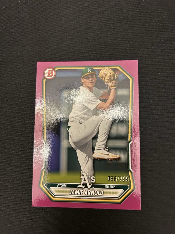 Topps 2026 Bowman Briefing BP-112 Jamie Arnold Athletics Pink Parallel /299