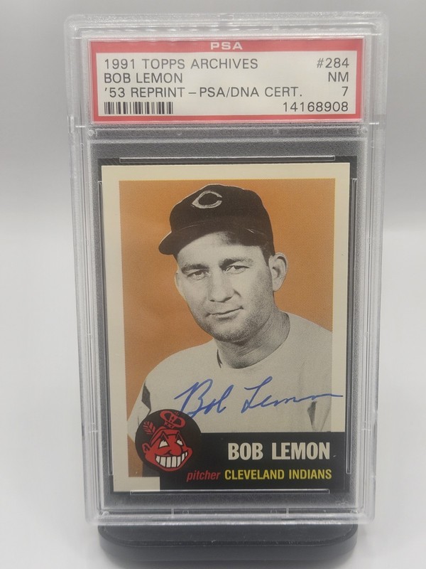 1953 Topps 1991 Archives Series Signed #284 Graded Bob Lemon Auto