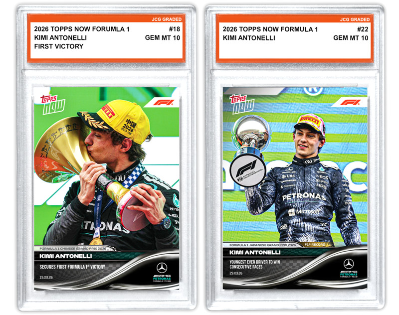 Kimi Antonelli 2026 Topps Now #18 & #22 Formula 1 Mercedes Graded Gem Mint 10