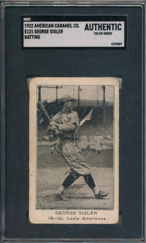 1922 E121 AMER. CARAMEL – GEORGE SISLER BATTING – SGC AA (SVSC)