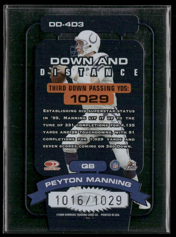 2000 Donruss Elite Peyton Manning #DD-4D3 Down and Distance /1029 Colts gallery