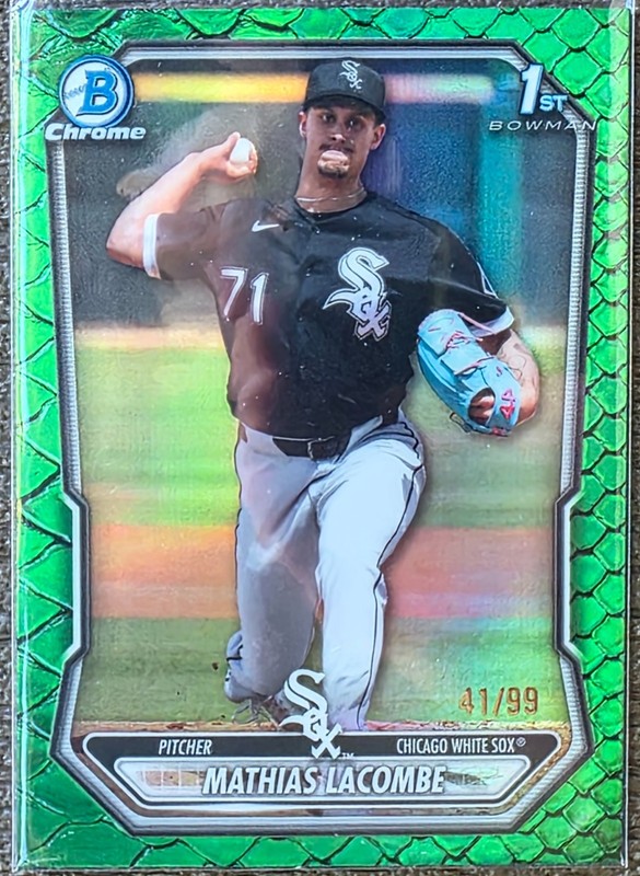 2026 Bowman Chrome Mathias Lacombe 1st Green Reptilian /99 White Sox #BCP-119