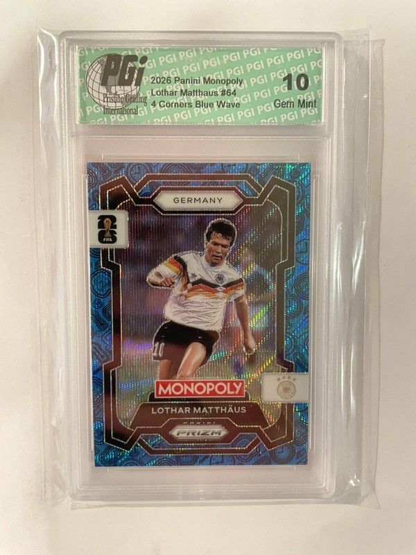 10 Gem Mint Lothar Matthaus Four Corners Blue Wave Prizm 2026 World Cup Monopoly