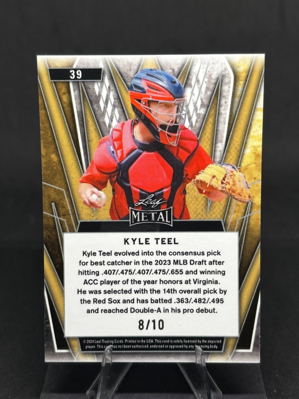 Kyle Teel 2024 Leaf Metal - Purple Prismatic /10 #39 Boston Red Sox gallery