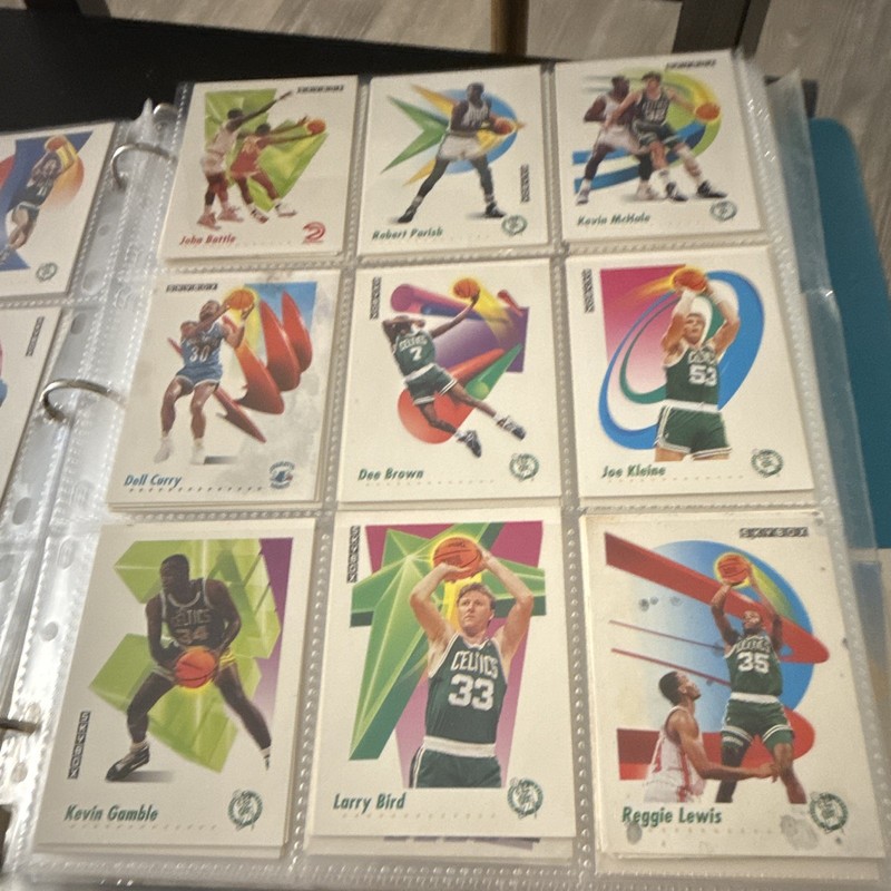 SkyBox 1990-91 NBA Basketball Trading Card Lot (9) Binder Pages Bird +