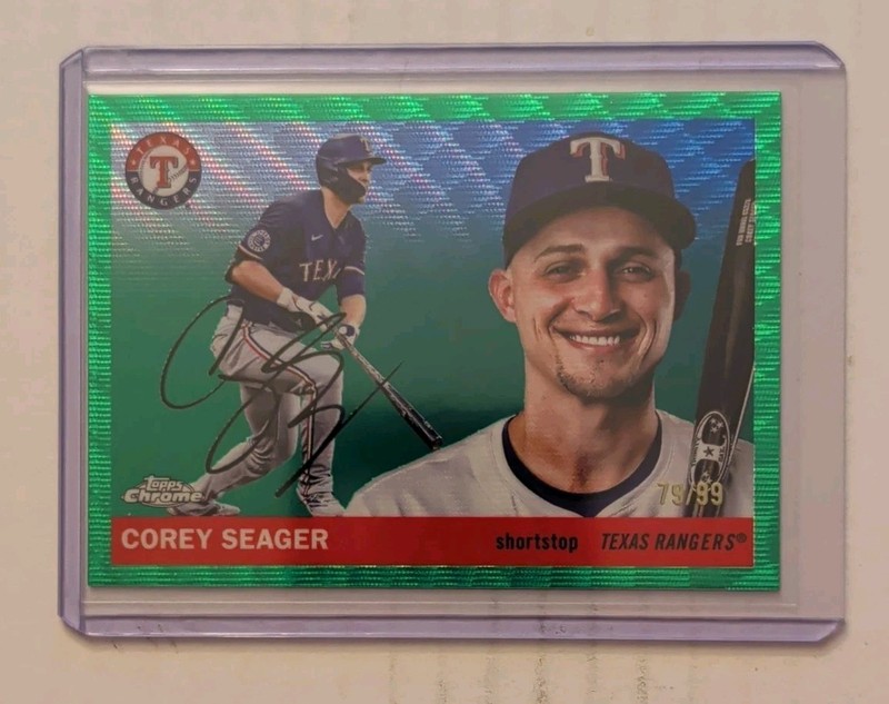 2025 Topps Chrome Platinum Corey Seager Green Wave Refractor /99 Rangers