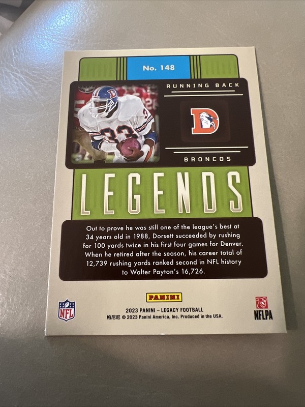 2023 Panini Legacy Football - #148 Tony Dorsett - Denver Broncos LEGENDS gallery