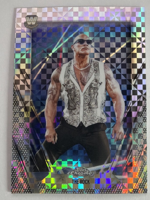 The Rock 2026 Topps Chrome WWE #1 X-Fractor Trading Card