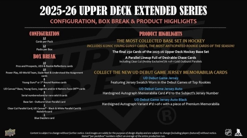 2025-26 Upper Deck Extended Series Hockey Hobby Box gallery