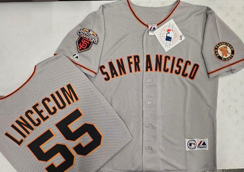40531 Majestic San Francisco Giants TIM LINCECUM 2010 WORLD SERIES Jersey GRAY