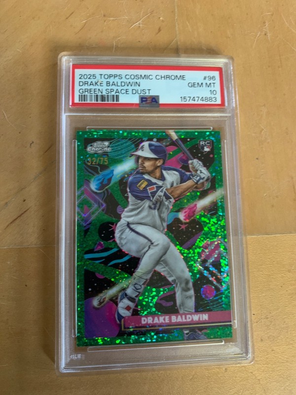 2025 Topps RC Drake Baldwin Cosmic Chrome GreenSpace dust /75 psa 10