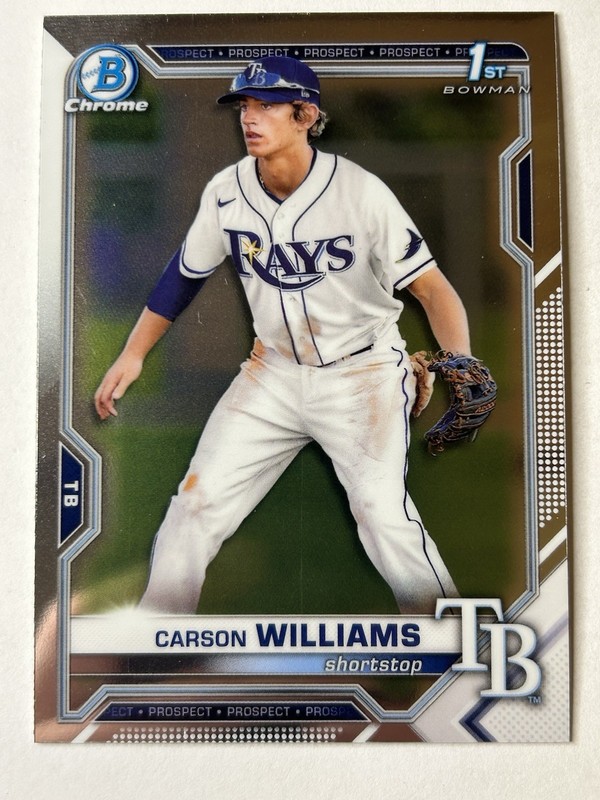 2021 Bowman Draft Chrome Carson Williams 1st Bowman #BDC-180 Tampa Bay Rays QTY
