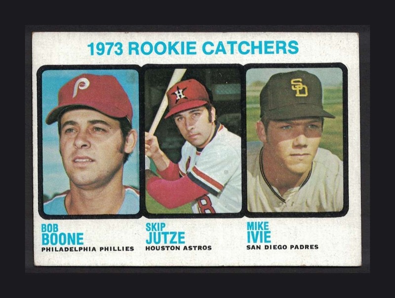 1973 Topps #613 ROOKIE CATCHERS Bob Boone, Skip Jutze, Mike Ivie EX+/EX-MT
