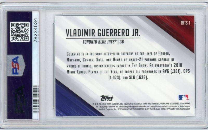 2019 Bowman CHROME #RFTS1 VLADIMIR GUERRERO JR. Ready For The Show PSA 9 MINT gallery