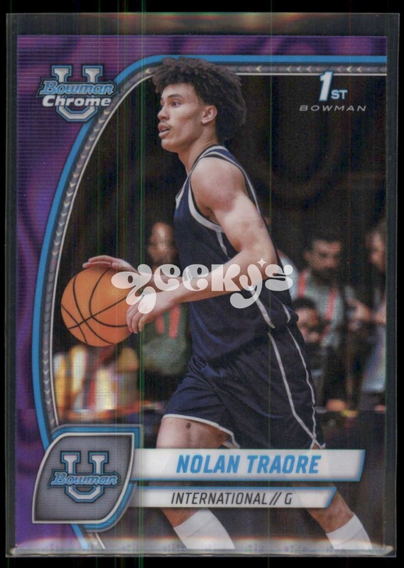2024-25 Bowman Chrome U NOLAN TRAORE 1ST Bowman Purple Lava Refractor $2MIN ORDE